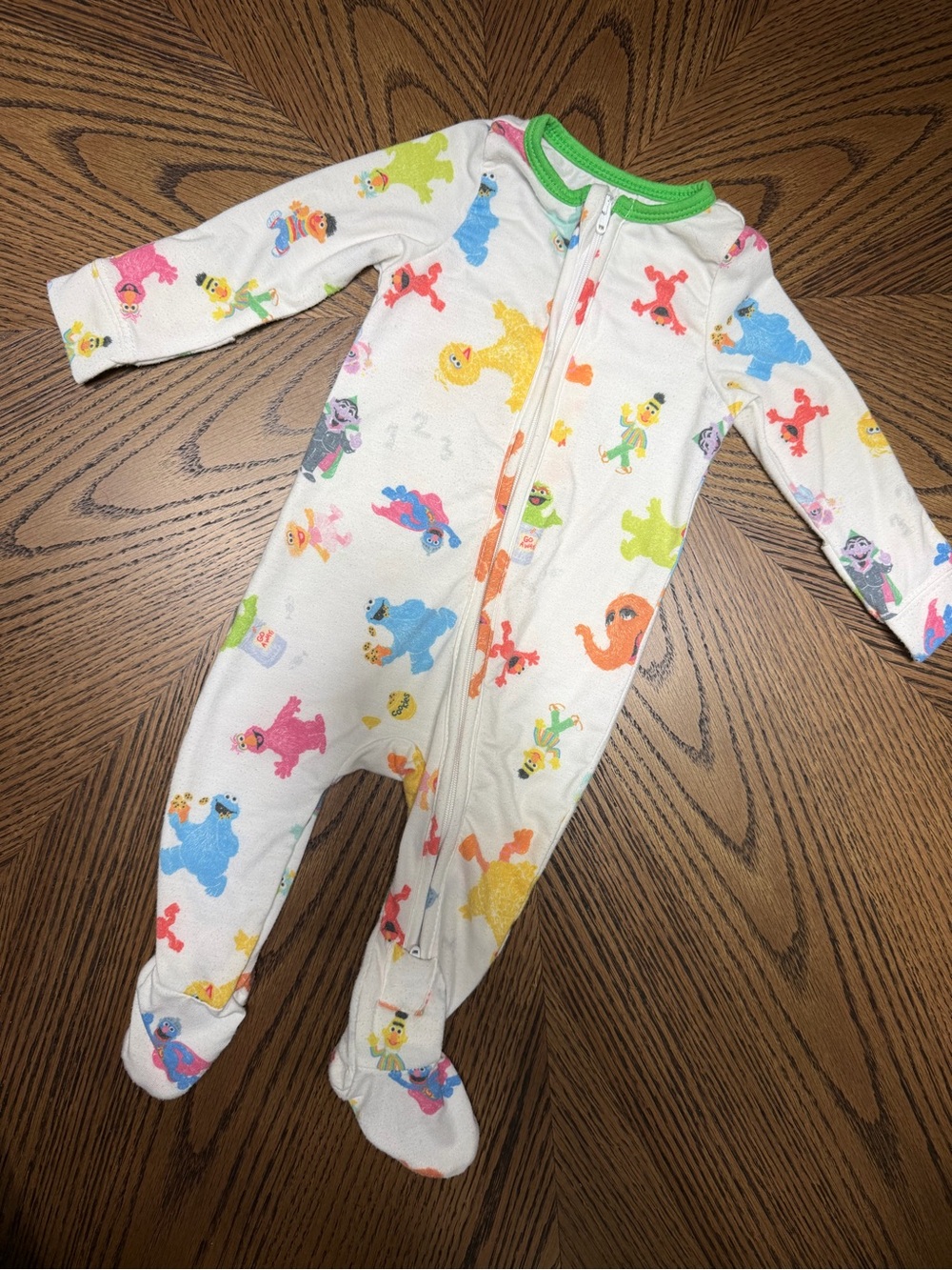 Copper Pearl Sesame Friends Zip-Up Footie Pajama 0-3M